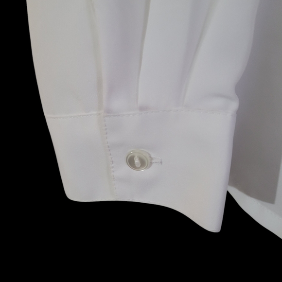 Elizabeth Williams Sz Lg White Long Sleeved Button Down Blouse - Picture 5 of 8